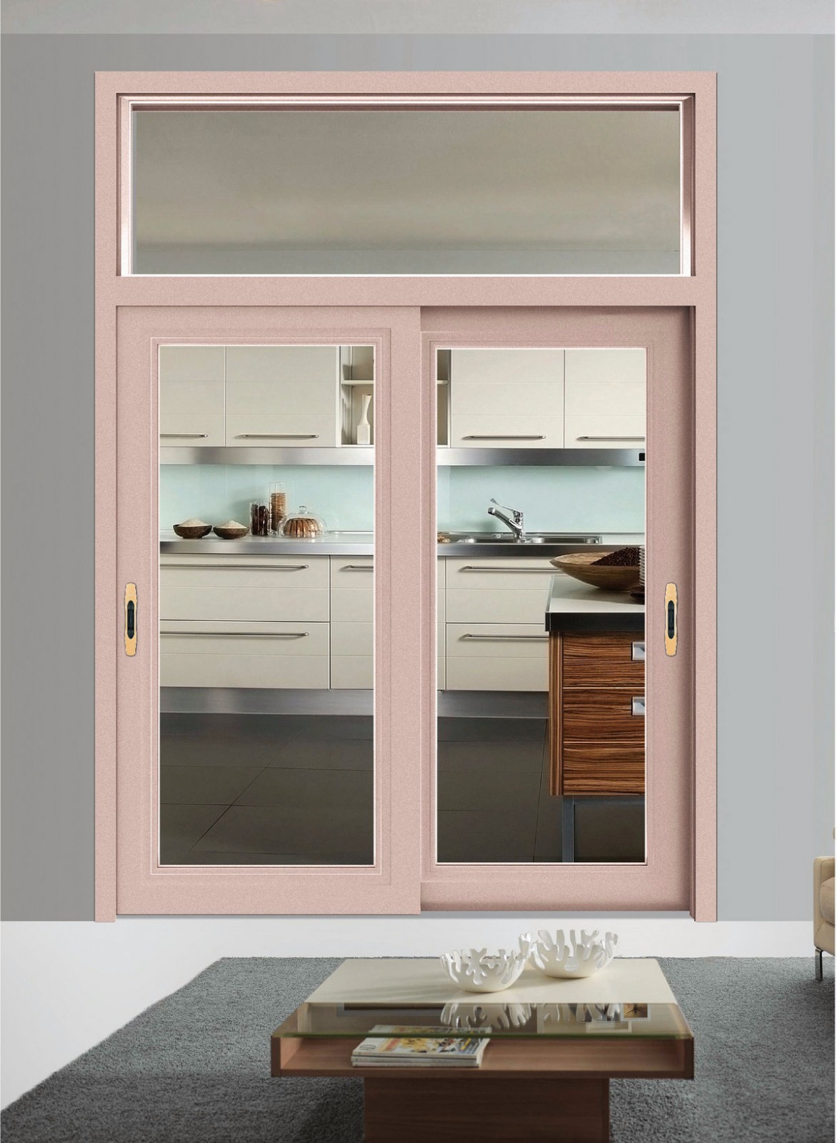 Sound Proof Grill Aluminum Alloy Door Sliding Glass Folding Door System