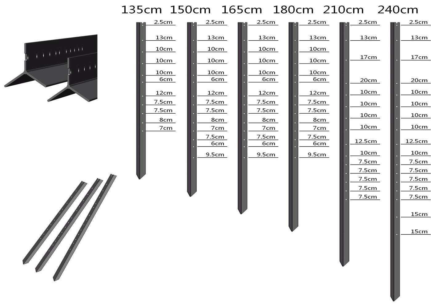 black bituman coated Y star picket 1.58kg/meter, 1.90kg/meter, 2.04kg/meter Max Length 3.0m AS/NZS standard