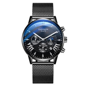 China Factory Customized Alloy Band Fake Three Eye Calendar Big Dial Men Watch wholesale