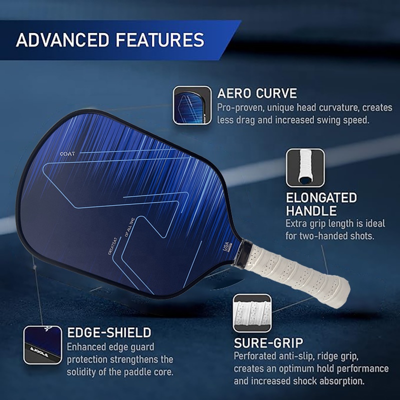 225 /-5g JOOLA Pickleball Paddle Raw T700 Carbon Fiber Surface with Elongated Handle