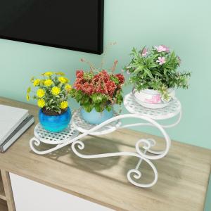 China Metal 28cm Height Ornamental Plant Stand , Three Layers Metal Flower Pot Rack wholesale