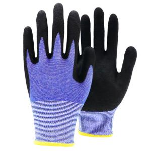 China Black Non Slip Nitrile Polyester Work Gloves , Building Industrial Work Gloves wholesale