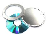 round metal CD case with clear window