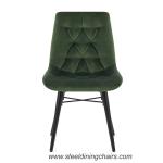 Green Velvet Armless 84cm Metal Dining Chairs With Upholstered Seats Black