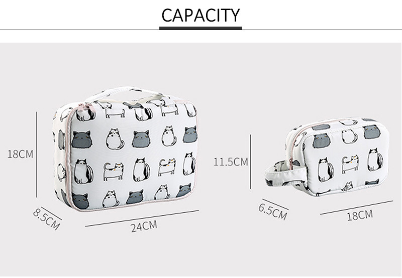 Cartoon Ladies Polyester Cosmetic Bag For Travel