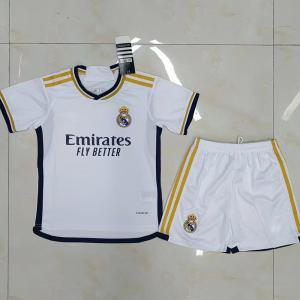 China White Children Soccer Jerseys Polyester Kids Football Jerseys wholesale