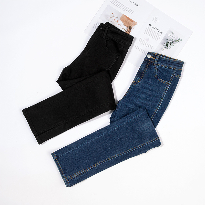 190GSM-200GSM High Rise Slim Straight Jeans Ladies Skinny Stretch Denim Pants