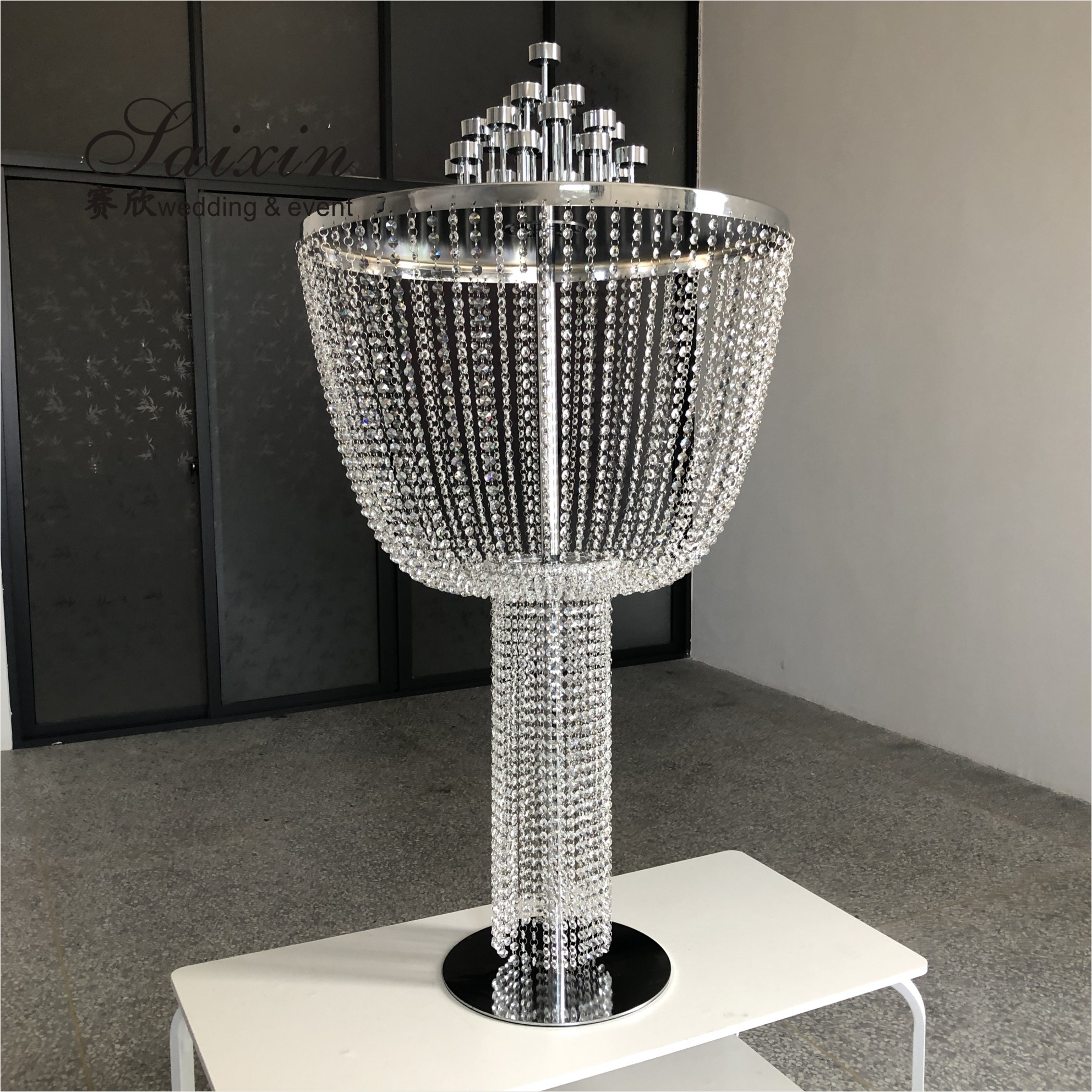 3 Three Layer Crystal Gold Wedding Flower Stands Decoration Centerpieces Tall 150cm