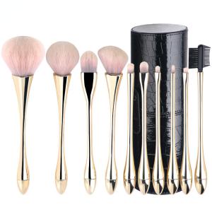 China Professional Large Natural Hair Vegan Makeup Brushes Including 10 Pieces wholesale