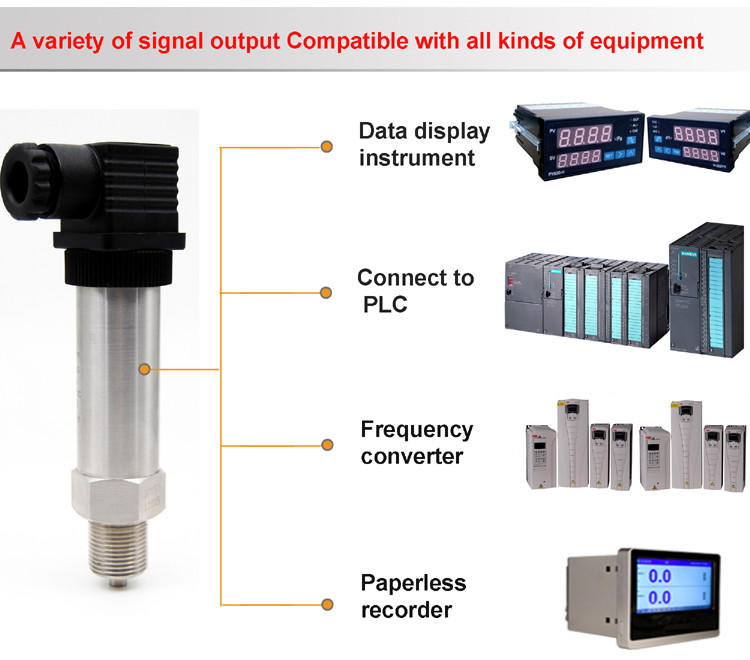 PT202 OEM Pressure Sensor Gas Liquid Compatible Stainless Steel Material