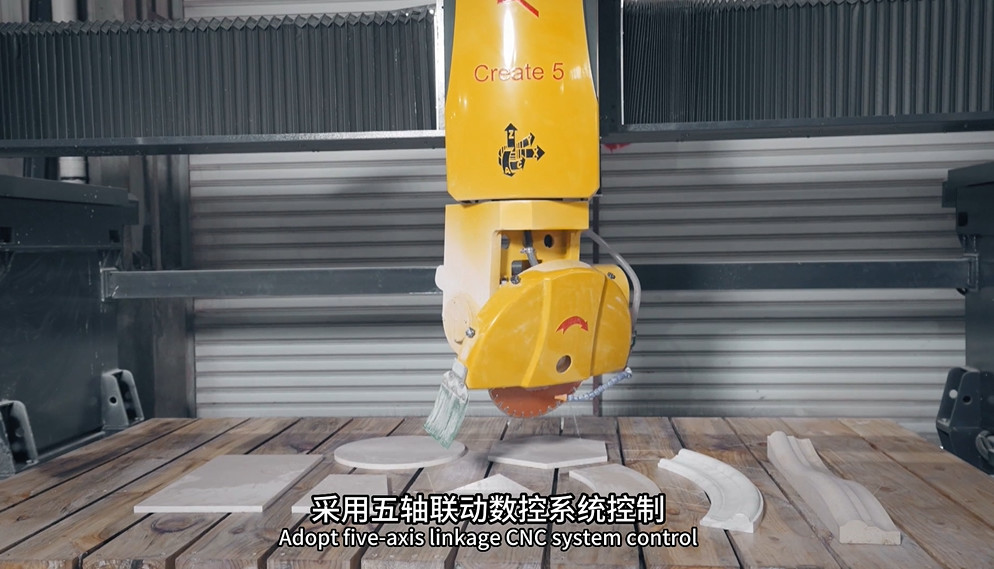 Xianda Brand Italian System 5 Axis CNC Bridge Saw Automatic Marble Granite Quartz Slab Milling Machinery Kitchen Sink Countertop Making Stone Cutting
