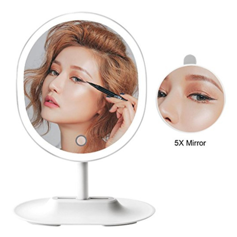 Professional Vanity Touch Sensor Switch Single Sides Oval Shaped Soft Led Lights Make Up Table Mirror