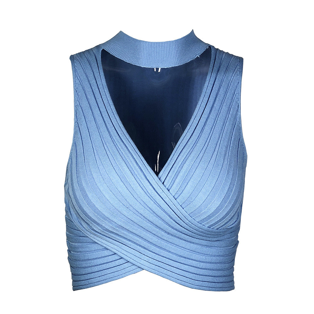 Hanging Neck Sleeveless Sexy Women's Knitted Tank Top