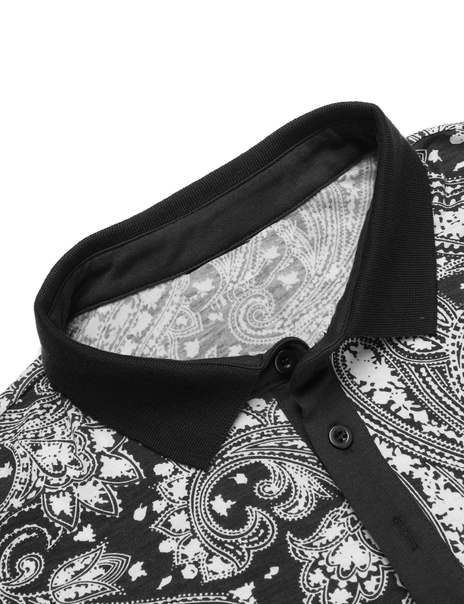 Knitted Fabric Custom Mens Slim Fit Paisley Polo T Shirts Floral Print Shirt MACTING