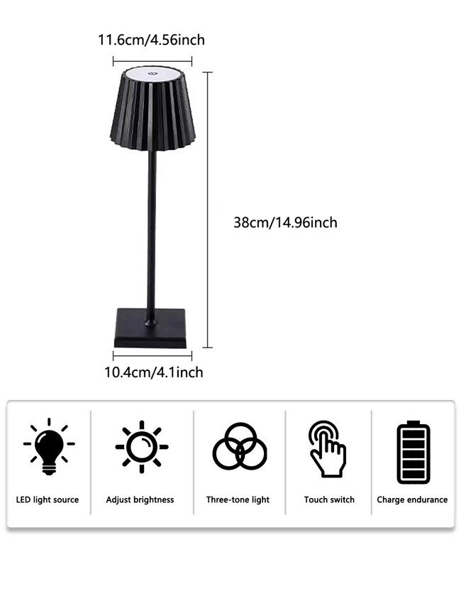 Eye Protection LED Table Lamp Cordless Rechargeable Battery Touch Control