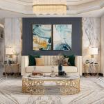 80x45cm Family Room Entertainment Luxury Center Tables Marble Stainless Steel