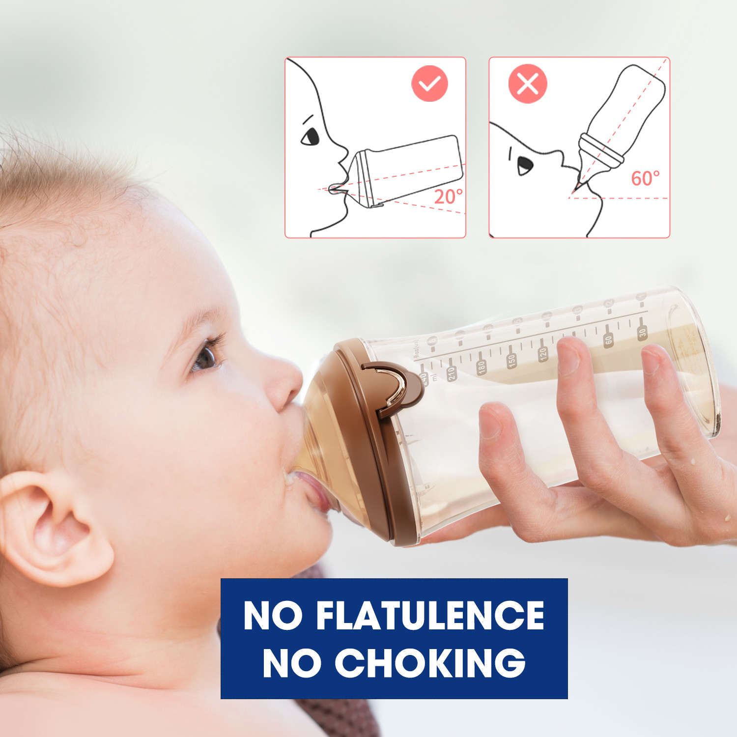 Medium Flow Flip Cap Baby Bottle PPSU Off Center Nipple 180ml