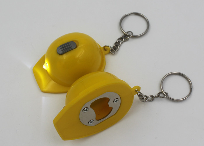 Promotional Automatic Key Chain Bottle Opener With LED Light Helmet Shape