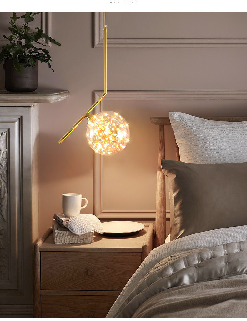 Modern LED Pendant Lights Glass Light Fixtures Living Room Bedroom Hanging Lamps(WH-GP-44)