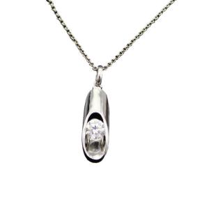 925 Silver 6mm Blue Topaz Cubic Zirconia Drop Pendant (YAQA1003)