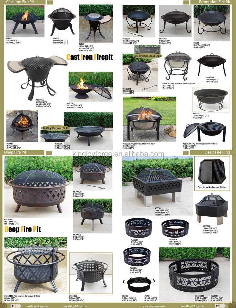 Metal Black Indoor Outdoor Round Wood Burning Charcoal Fire Pit With Grill