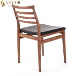80cm Height Nordic Solid Wood Leather Chair Low Back For Restaurant