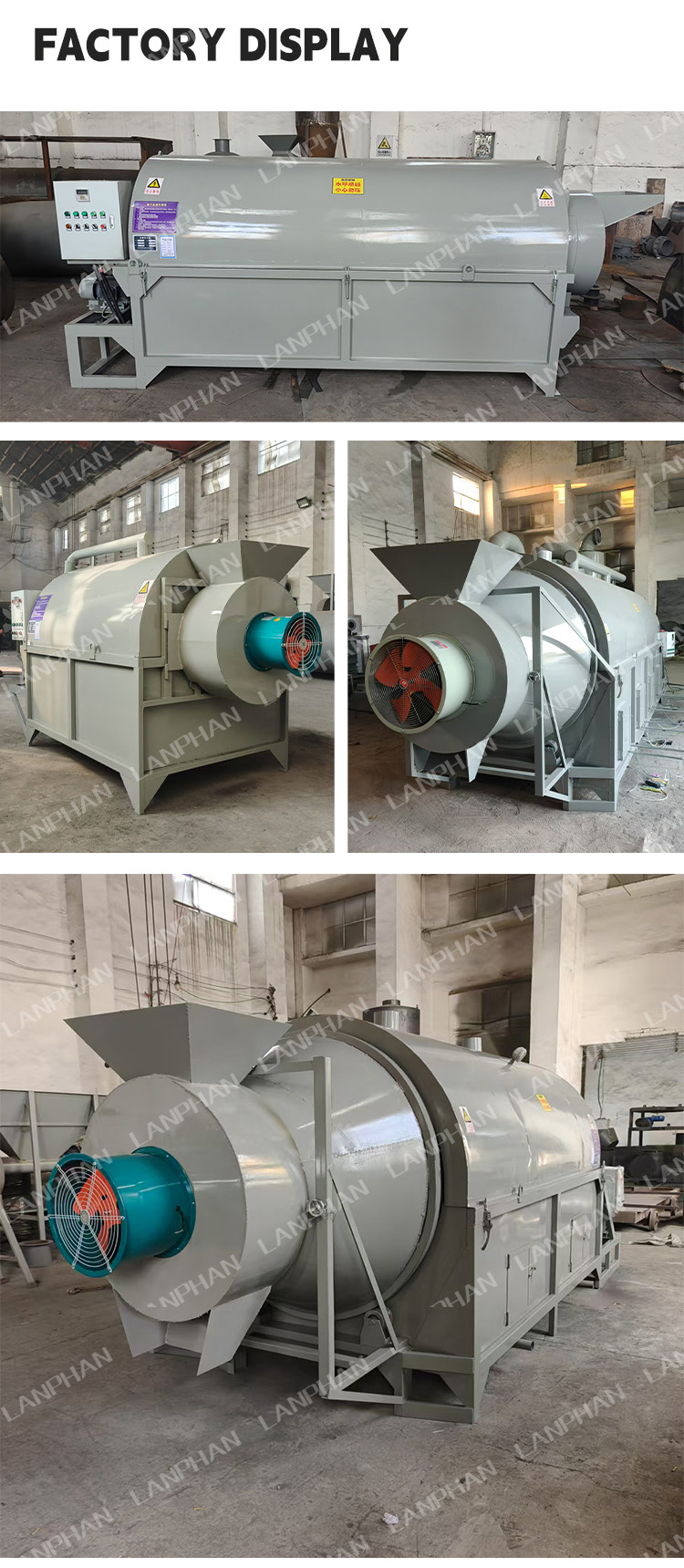 Nut Roasting Machinery Roller Cocoa Bean Spice Rotary Drum Dryer Wood Rotary Drying Machine