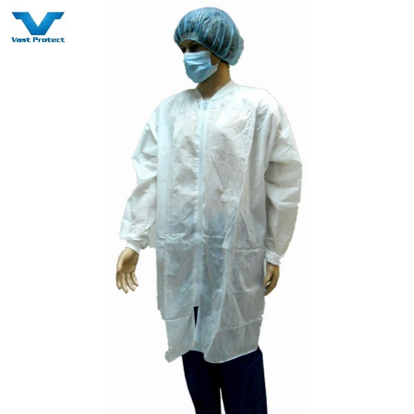 Cotton Knitting Cuff Nonwoven SBPP Disposable Lab Coats