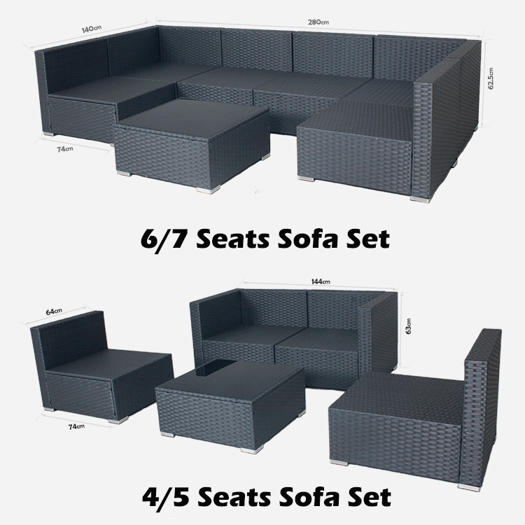 Outdoor Indoor Patio Garden Balcony Pool Furniture Woven Rattan Sectional Modular Set