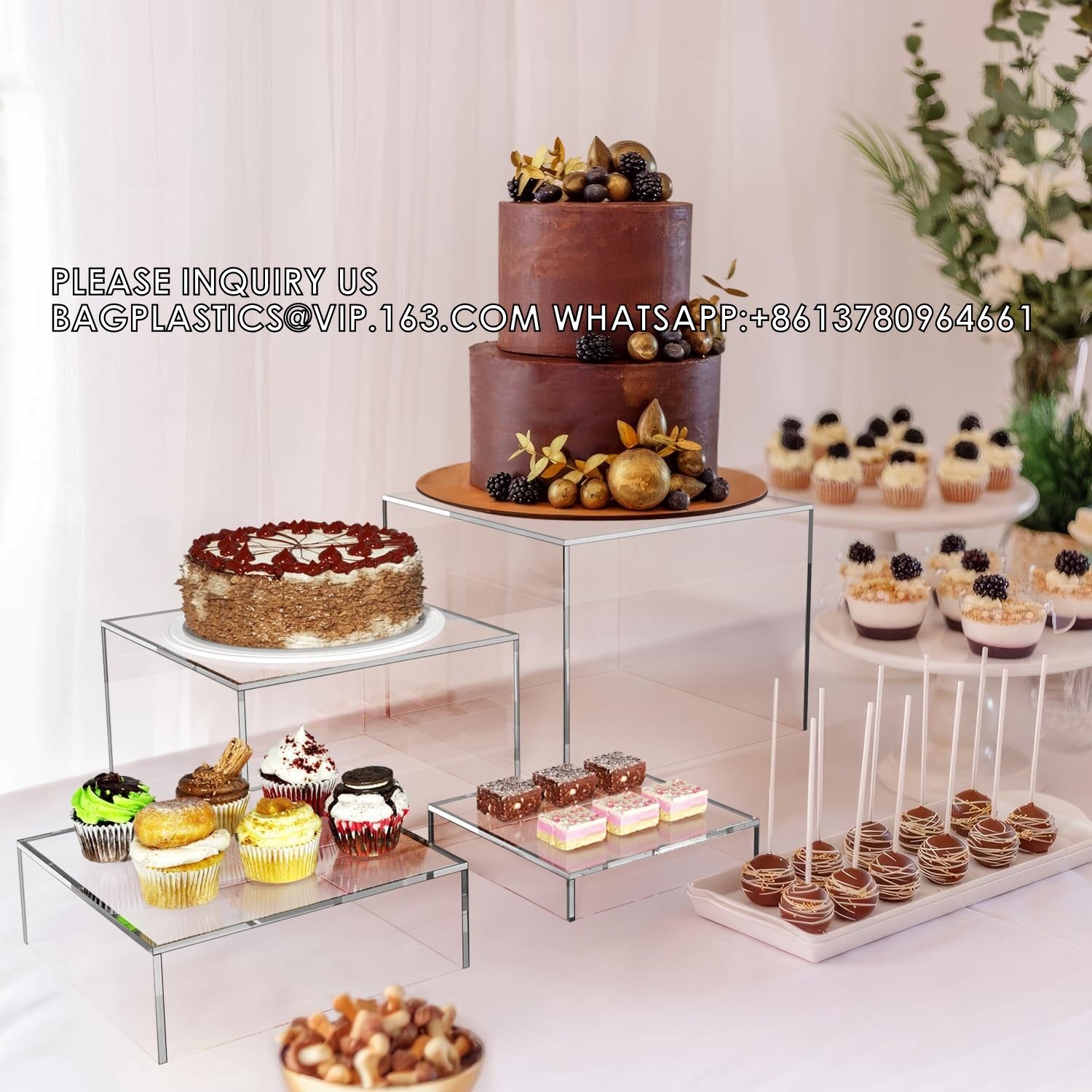 Acrylic Boxes Acrylic Display Nesting Cubes 5 Sided With Hollow Bottoms Display Stand Shelf For Comestic