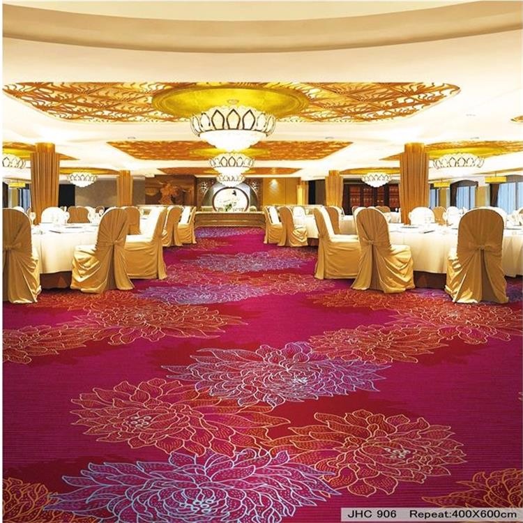 Colorful red peony pattern wall to wall nylon carpet for banquet hall