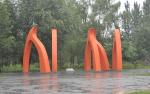 Stainless steel landscape sculpture with painting,sequare landscape stainless