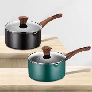 China Small Kitchen Sauce Pans With Wooden Handle Non Stick 16 / 18 / 20cm wholesale