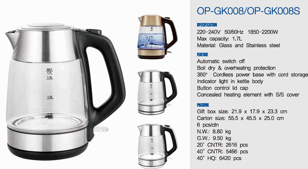 Convenient Electric Water Kettle with 360 Degree Rotational Base 50/60Hz Rate