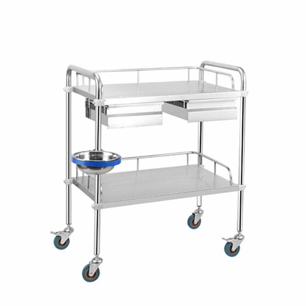 Stabilized Stainless Steel Medical Surgery Cart Clinic Infusion Car Beauty Salon Shelf