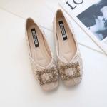 Fairy Style Soft Soled Square Buckle Shoes Spring And Autumn Flat Bottomed
