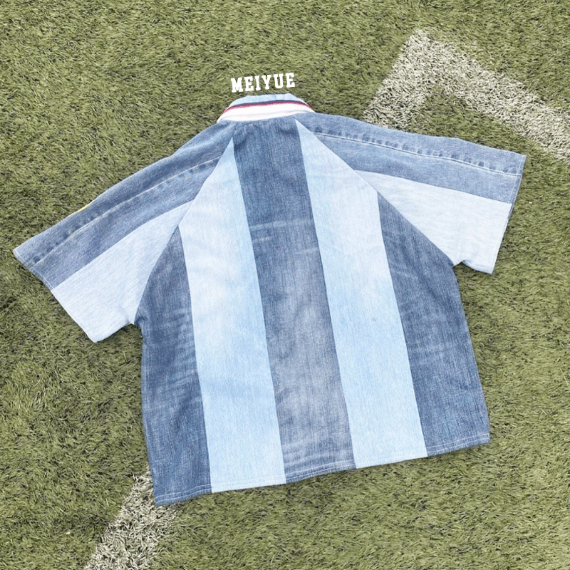 Custom Jersey Stripe High Quality Boxy Screen Print Polo Shirt Sport Jersey Wholesale Mesh Soccer Jersey T-Shirts for Men