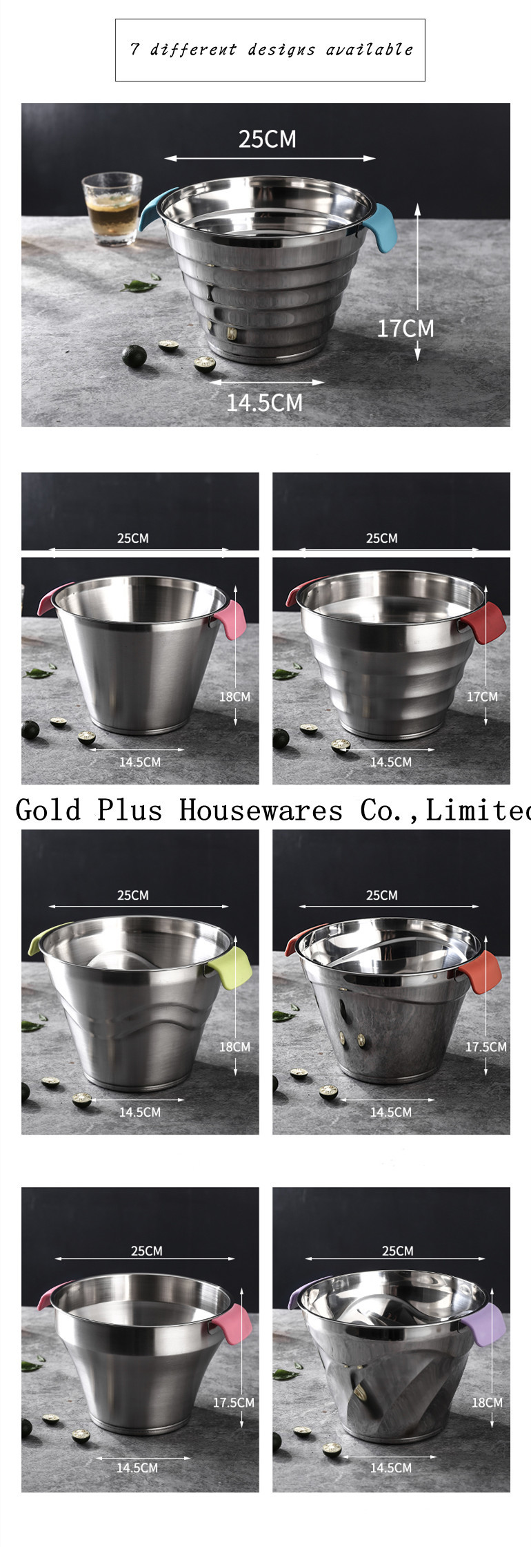 Hotel 623g Custom Stainless Steel Pail Bar Cooler With Stand Lid
