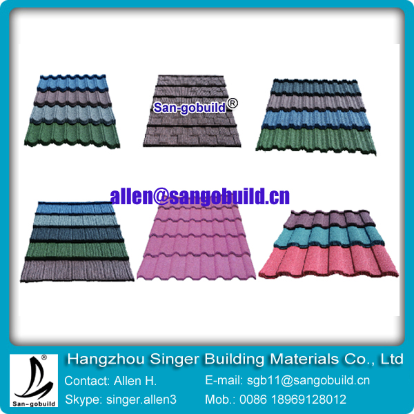 Aluminum red colour stone coated metal roofing tile