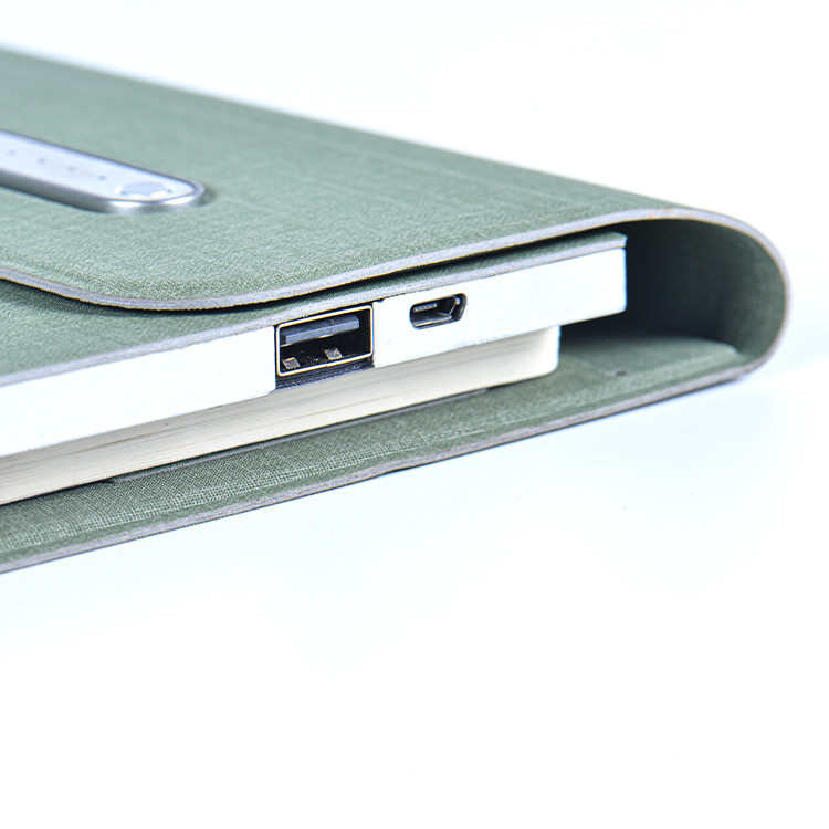Pu Leather Smart Powerbank Wireless Charging Notebook Luxurious Business Hardcover