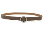 Taupe Color Women's Fashion Leather Belts With Simple Silver Round Buckle 2.5cm