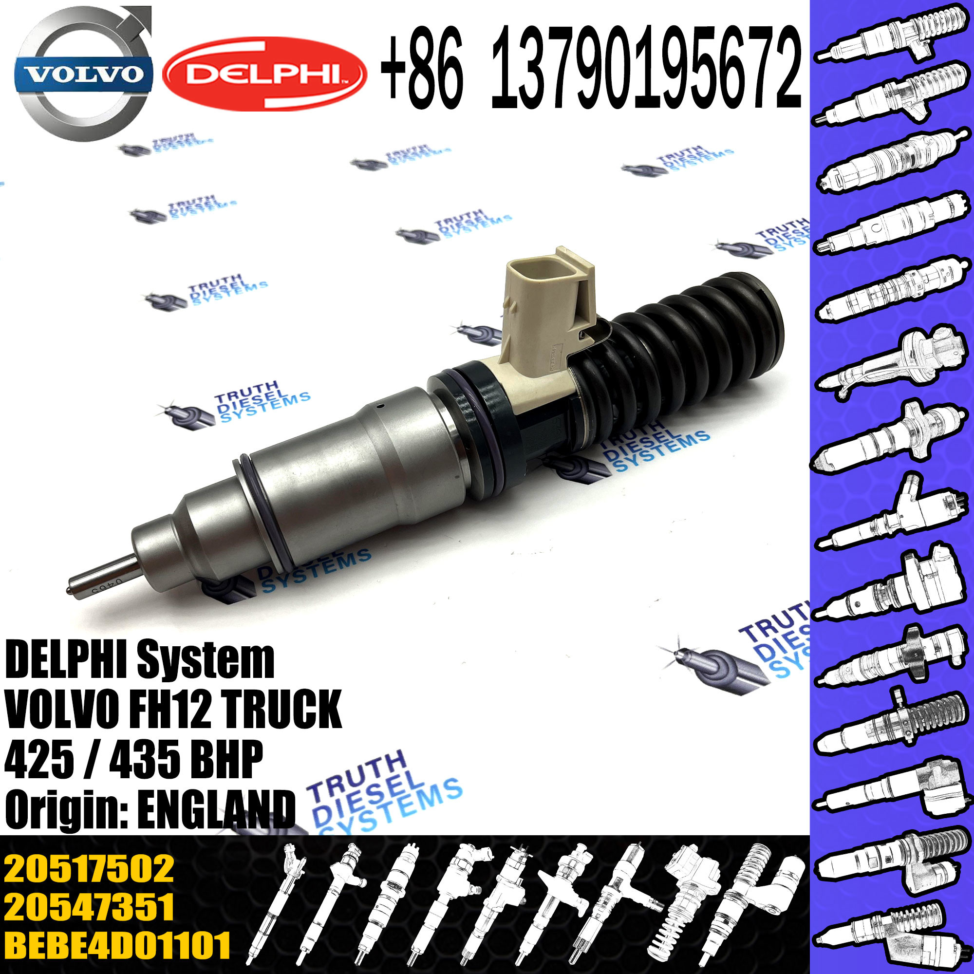 FH12 TRUCK Diesel Injector BEBE4D01101 BEBE4D01201 BEBE4D31001 For VOL injector 20517502 20547351 85000417 EX631017