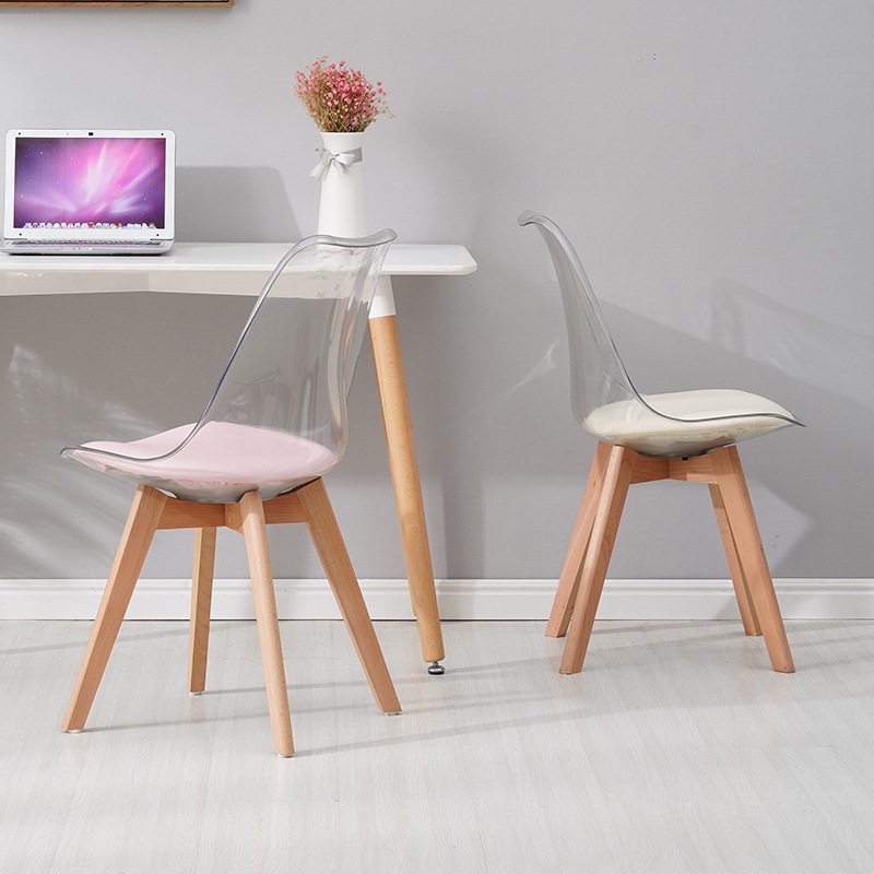 Nordic PC Transparent Acrylic White Plastic Kitchen Chairs For Cafe