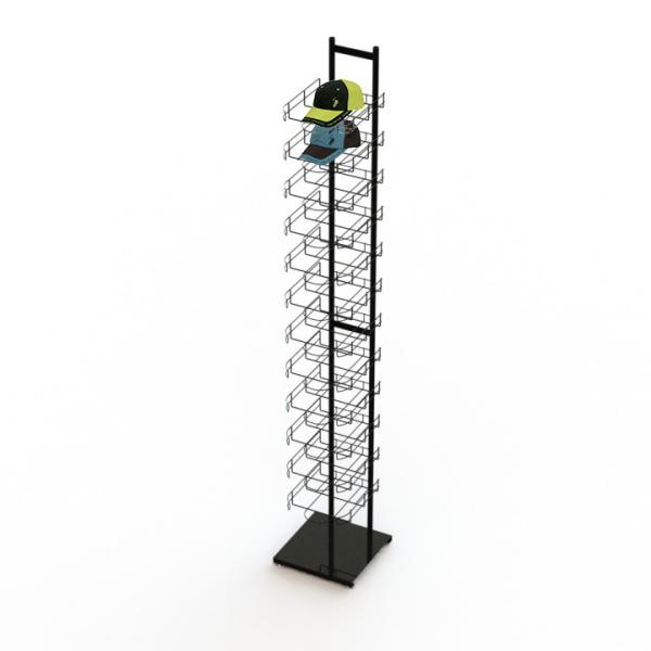 Quality 12 Tiers Floor Standing Hat Rack Metal Wire Baseball Cap Display Rack for sale
