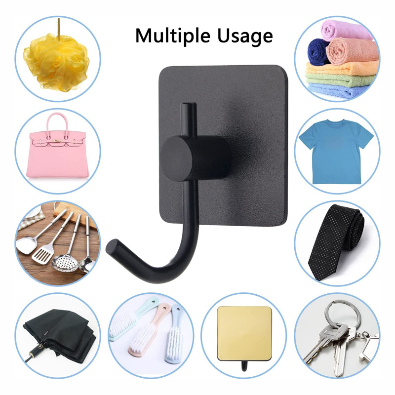 Heavy Duty Sticky Holder Waterproof Aluminum Towel Hooks for Hanging Coat, Hat, Key, Clothes