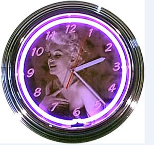 China CUL AA Battery Neon Light Clocks 240V Neon Purple Clock wholesale