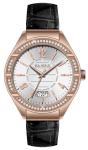 37.0mm Ladies Jewelry Wrist Watch Genuine Leather Band With Diamond Round Alloy