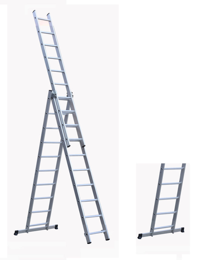 Outdoor Safety Aluminium Telescopic Ladder Slip Resistant 3x10