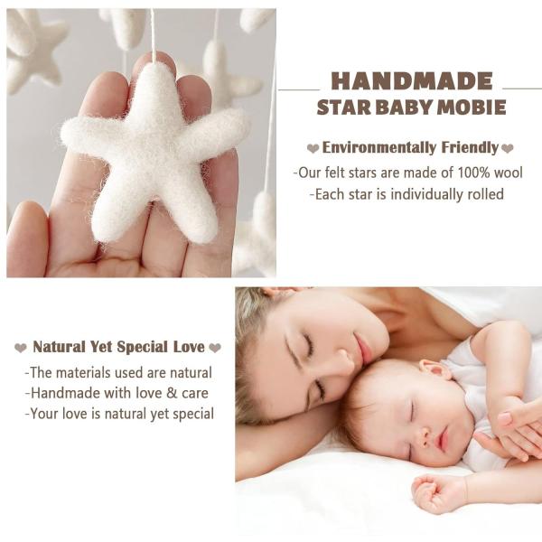 White Star Felt Baby Moblie For Crib Nursery Decorations Accept Custom Color And Size