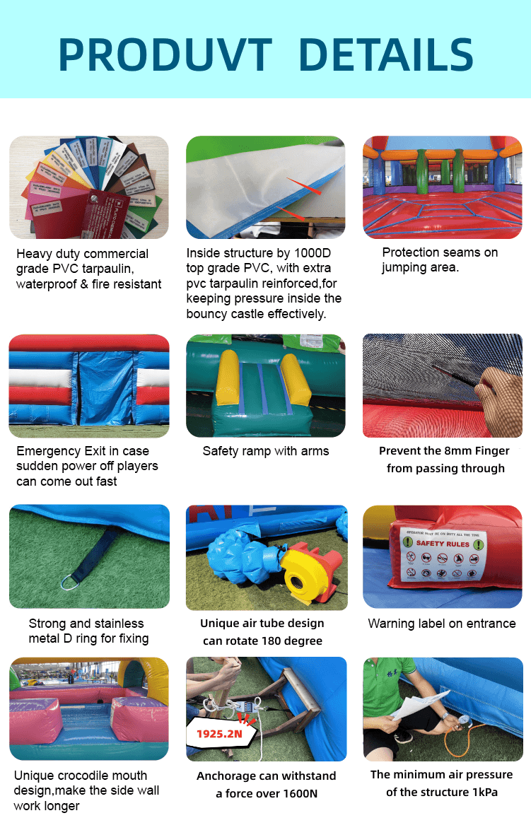 Best Lead Free Pvc Tarpaulin Material Custom Inflatable Obstacle Course Equipment Trampoline Amusement Theme Park
